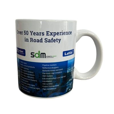 Promotional 350ml 12oz Ceramic Coffee Mugs Full Color Wrap Printed Custom Made
